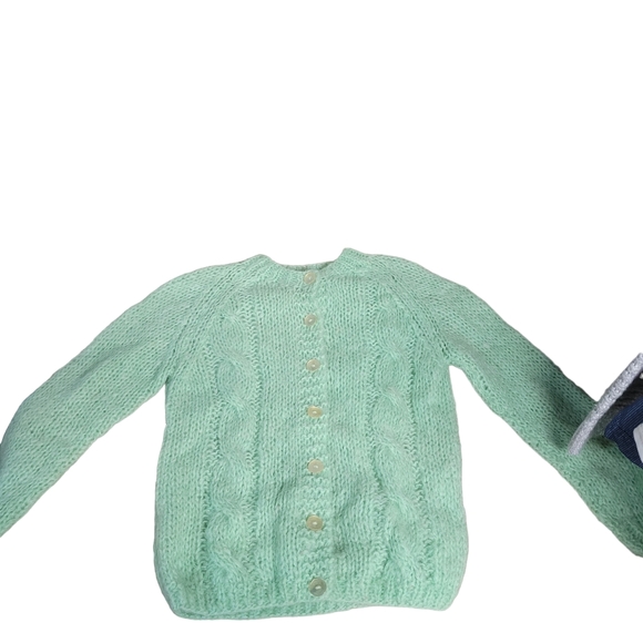 Vintage Mohair Knitwear Cozy Casual Chic style Spearmint Button up Knit cardigan - Picture 9 of 10
